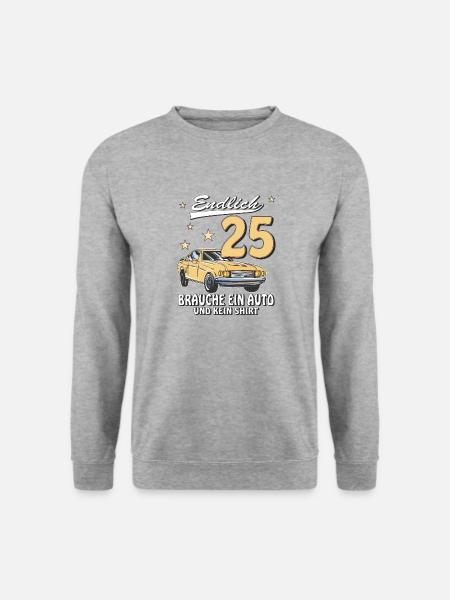 AUTO GEBURTSTAG ENDLICH 25 - Unisex Pullover - Weißgrau meliert