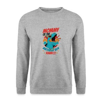 Dinosaure Maman d’Birthday Boy - Sweat-shirt Unisexe - gris chiné - Devant - Alina (178cm) & Michal (187cm)