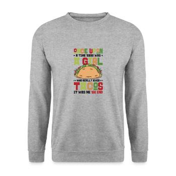La fille aime les tacos - Sweat-shirt Unisexe - gris chiné - Devant - Alina (178cm) & Michal (187cm)