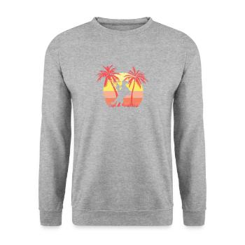 Horse Summer Sunset 80s Palm Palm - Unisex Pullover - Weißgrau meliert - Vorne - Alina (178cm) & Michal (187cm)