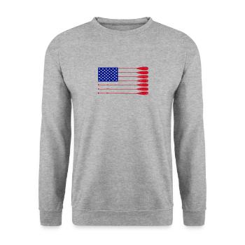 Cool Distressed American Flag Rowing Oar Funny - Unisex Sweatshirt - salt & pepper - Front - Alina (178cm) & Michal (187cm)