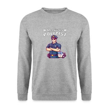 NACHWUCHS POLIZIST - Unisex Pullover - Weißgrau meliert - Vorne - Alina (178cm) & Michal (187cm)