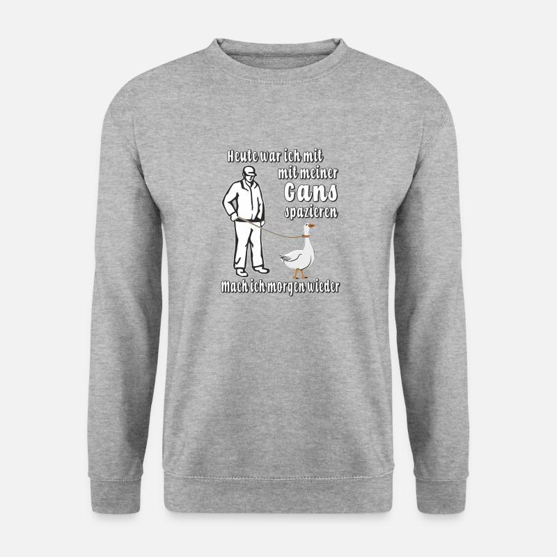 MIT GANS SPAZIEREN - Unisex Pullover - Weißgrau meliert