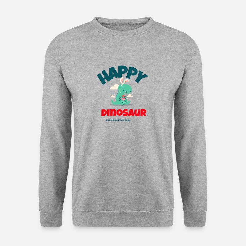 Happy Dinosaur - Unisex Pullover - Weißgrau meliert