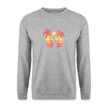 Chica bailosa Sunset Sunset 80s Palm - Sweat-shirt Unisexe - gris chiné - Devant - Alina (178cm) & Michal (187cm)