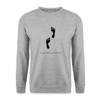 In Gedanken auf Amrum - Unisex Pullover - Weißgrau meliert - Vorne - Alina (178cm) & Michal (187cm)