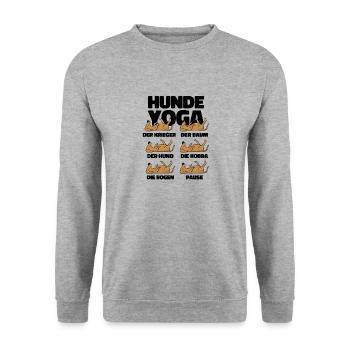 Dog Yoga Hund Katzenliebhaber Meditation Spaß Fun - Unisex Pullover - Weißgrau meliert - Vorne - Alina (178cm) & Michal (187cm)