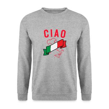 CIAO drapeau italien été vacances bonjour - Sweat-shirt Unisexe - gris chiné - Devant - Alina (178cm) & Michal (187cm)