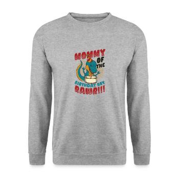 Dinosaure Maman d’Birthday Boy - Sweat-shirt Unisexe - gris chiné - Devant - Alina (178cm) & Michal (187cm)