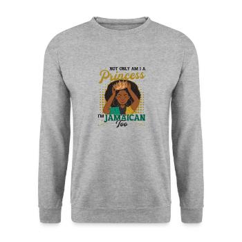 Jamaican Princess, I am Jamaican. - Unisex Sweatshirt - salt & pepper - Front - Alina (178cm) & Michal (187cm)