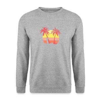 Fisherman Fishing From Boat Summer Sunset 80s Palm - Unisex Sweatshirt - salt & pepper - Front - Alina (178cm) & Michal (187cm)