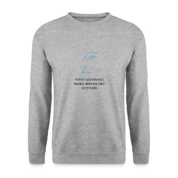 Jeder Mensch ist schön - Unisex Pullover - Weißgrau meliert - Vorne - Alina (178cm) & Michal (187cm)