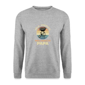 Ehemann Papa Grillmeister Held Design für alle - Unisex Pullover - Weißgrau meliert - Vorne - Alina (178cm) & Michal (187cm)