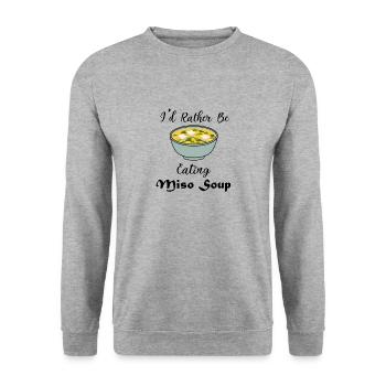 Essen Sie lieber Miso-Suppe Japanisches Essen Chef - Unisex Pullover - Weißgrau meliert - Vorne - Alina (178cm) & Michal (187cm)