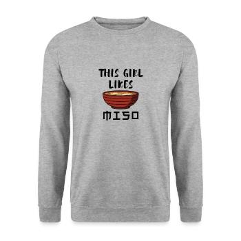 Girl Likes Miso Soup Japanese Ramen Food - Unisex Sweatshirt - salt & pepper - Front - Alina (178cm) & Michal (187cm)