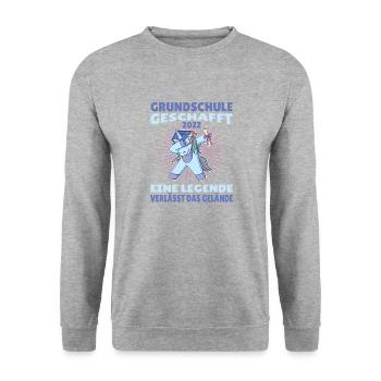 Grundschule Geschafft 2022 Legende Verlässt das - Unisex Pullover - Weißgrau meliert - Vorne - Alina (178cm) & Michal (187cm)