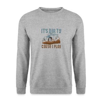 MUD BOGGING: It's Dirty Cause - Unisex Pullover - Weißgrau meliert - Vorne - Alina (178cm) & Michal (187cm)