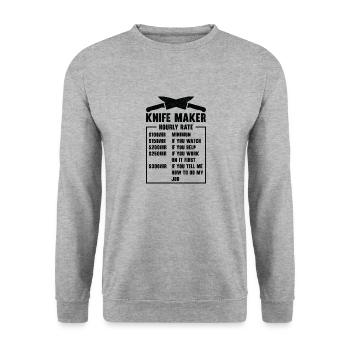 Couteau Auto Forgeron Damascus Steel - Sweat-shirt Unisexe - gris chiné - Devant - Alina (178cm) & Michal (187cm)