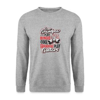 Coole Opas spielen Gitarre - Unisex Pullover - Weißgrau meliert - Vorne - Alina (178cm) & Michal (187cm)