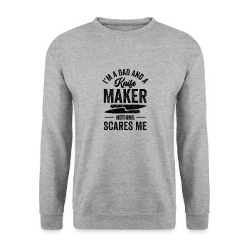Couteau Auto Forgeron Damascus Steel - Sweat-shirt Unisexe - gris chiné - Devant - Alina (178cm) & Michal (187cm)