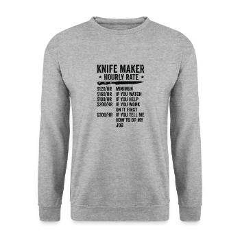 Knifemaking Knife Making Bladesmith Smithing Knife - Unisex Sweatshirt - salt & pepper - Front - Alina (178cm) & Michal (187cm)