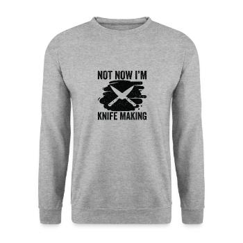 Messer Selbst Schmieden Damast Stahl Schmied - Unisex Pullover - Weißgrau meliert - Vorne - Alina (178cm) & Michal (187cm)