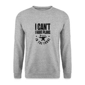 Knifemaking Knife Making Bladesmith Smithing Knife - Unisex Sweatshirt - salt & pepper - Front - Alina (178cm) & Michal (187cm)