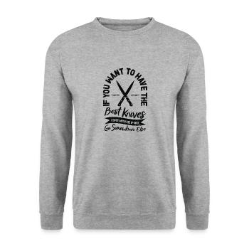 Knifemaking Knife Making Bladesmith Smithing - Unisex Sweatshirt - salt & pepper - Front - Alina (178cm) & Michal (187cm)