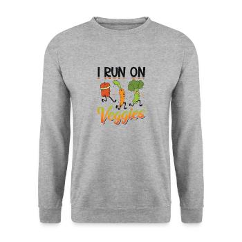 I run for Veggies - Unisex Sweatshirt - salt & pepper - Front - Alina (178cm) & Michal (187cm)