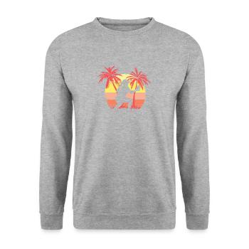 Softball Catcher Girl Summer Sunset 80s Palm - Unisex Sweatshirt - salt & pepper - Front - Alina (178cm) & Michal (187cm)