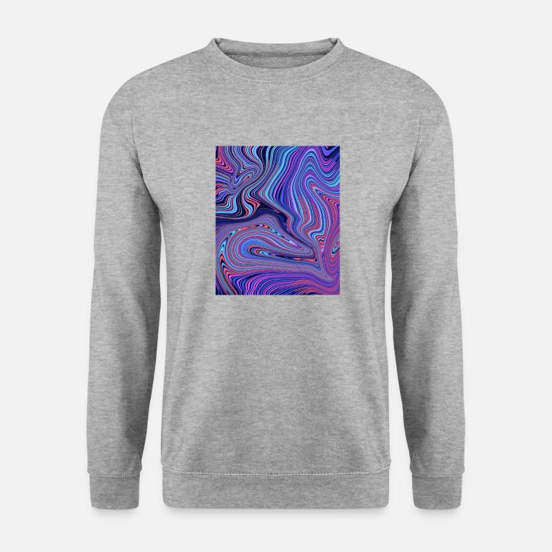 Lila und blaues Marmormuster - Unisex Pullover - Weißgrau meliert