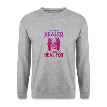 Medicine Reiki Healer Positive Energy - Unisex Sweatshirt - salt & pepper - Front - Alina (178cm) & Michal (187cm)