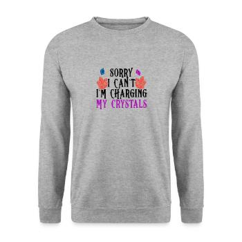 Energy Medicine Reiki Crystals Energy Healer - Unisex Sweatshirt - salt & pepper - Front - Alina (178cm) & Michal (187cm)
