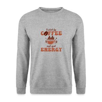 Positive Energy Coffee Energy Healer Coffee Addict - Unisex Pullover - Weißgrau meliert - Vorne - Alina (178cm) & Michal (187cm)
