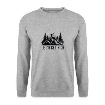 Let's Get High Wandern Berge Wanderer Outdoor Sort - Unisex Pullover - Weißgrau meliert - Vorne - Alina (178cm) & Michal (187cm)