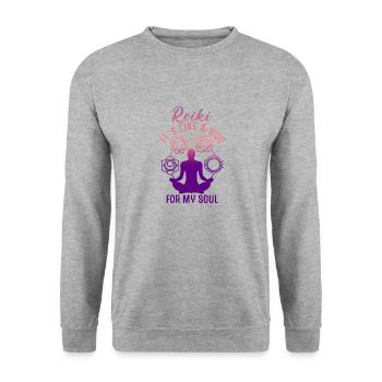 Médecine énergétique Reiki Soul Praticien Énergie - Sweat-shirt Unisexe - gris chiné - Devant - Alina (178cm) & Michal (187cm)