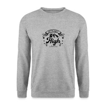 Let's Get High Wandern Berge Wanderer Outdoor Sort - Unisex Pullover - Weißgrau meliert - Vorne - Alina (178cm) & Michal (187cm)