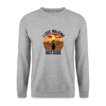 I Love Walking Outside Outdoor Mountain Hiking - Unisex Sweatshirt - salt & pepper - Front - Alina (178cm) & Michal (187cm)