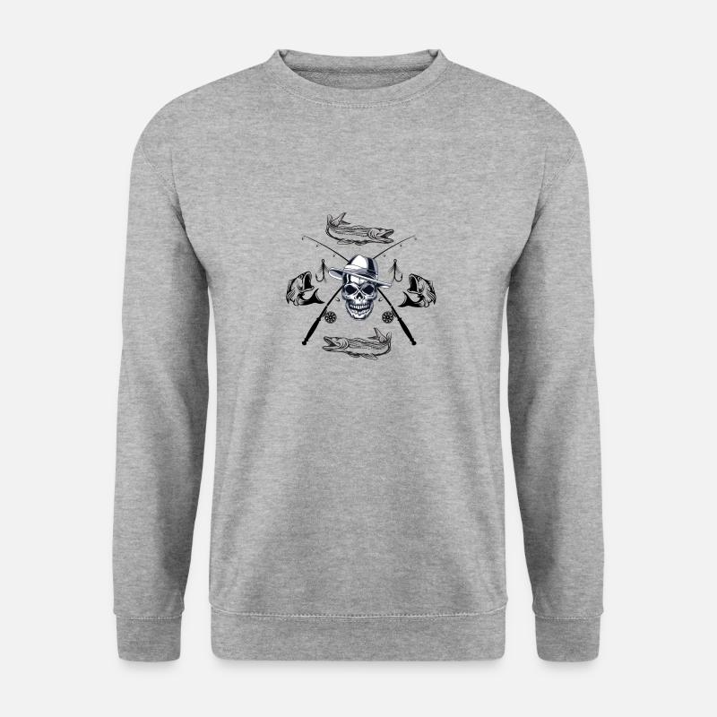 Fischer-Skelett - Unisex Pullover - Weißgrau meliert