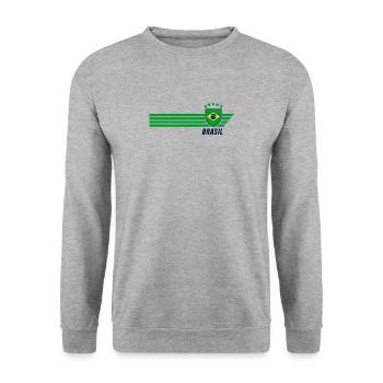 Brésil Maillot de fan de football brésilien Seleção - Sweat-shirt Unisexe - gris chiné - Devant - Alina (178cm) & Michal (187cm)
