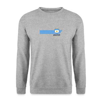 Argentinien Albiceleste Fußball Fan Trikot - Unisex Pullover - Weißgrau meliert - Vorne - Alina (178cm) & Michal (187cm)