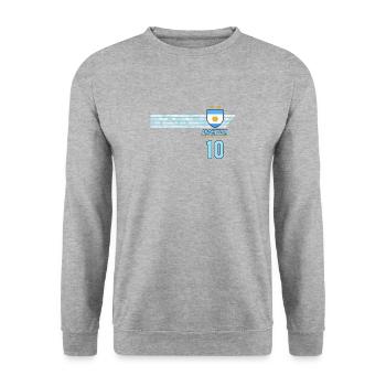 Argentinien Albiceleste Fußball Fan Trikot - Unisex Pullover - Weißgrau meliert - Vorne - Alina (178cm) & Michal (187cm)