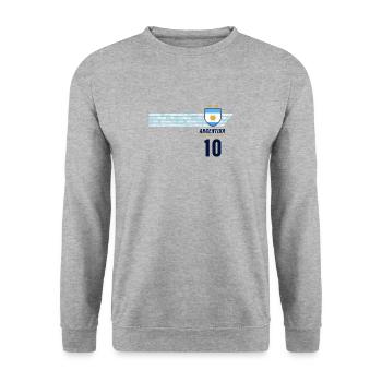 Argentinien Albiceleste Fußball Fan Trikot - Unisex Pullover - Weißgrau meliert - Vorne - Alina (178cm) & Michal (187cm)