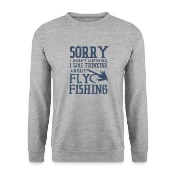 Penser à la pêche à la mouche - Sweat-shirt Unisexe - gris chiné - Devant - Alina (178cm) & Michal (187cm)
