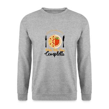 Pizza und Spaghetti machen Probleme Forgetti Pasta - Unisex Pullover - Weißgrau meliert - Vorne - Alina (178cm) & Michal (187cm)