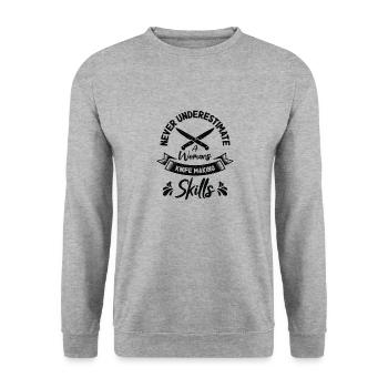 Knifemaking Knife Making Bladesmith Smithing Knife - Unisex Sweatshirt - salt & pepper - Front - Alina (178cm) & Michal (187cm)