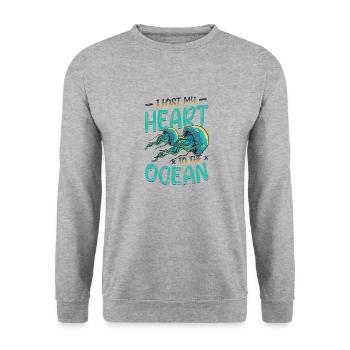 J’ai perdu mon cœur à cause des méduses de l’océan - Sweat-shirt Unisexe - gris chiné - Devant - Alina (178cm) & Michal (187cm)