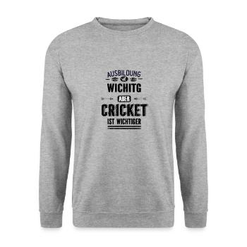 Lustiges Sprüche Design Cricket Cooler Spruch - Unisex Pullover - Weißgrau meliert - Vorne - Alina (178cm) & Michal (187cm)