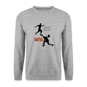 Soccer, Basketball, - Unisex Pullover - Weißgrau meliert - Vorne - Alina (178cm) & Michal (187cm)