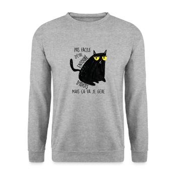 Ce est pas facile d etre entoure d idiot - Sweat-shirt Unisexe - gris chiné - Devant - Alina (178cm) & Michal (187cm)